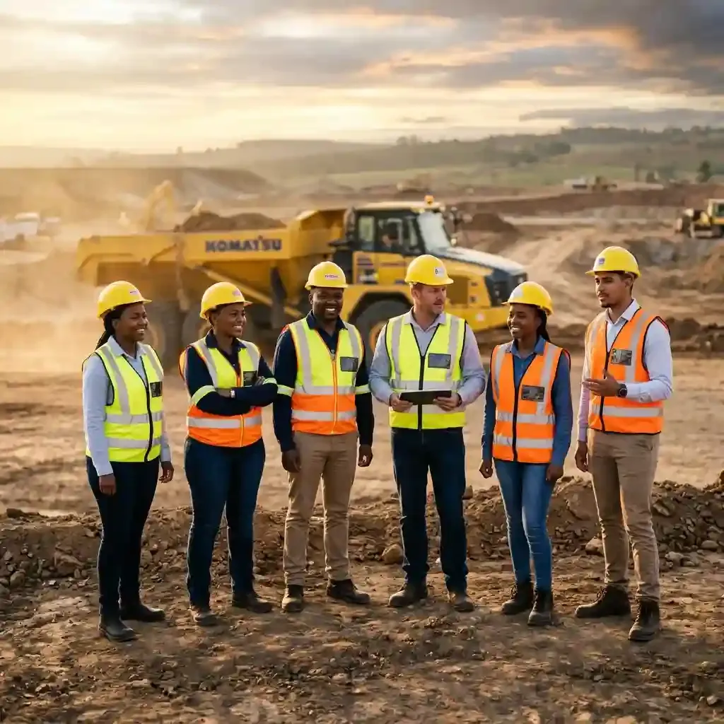 Diverse team of South African construction engineers